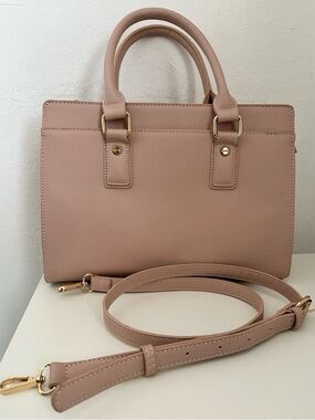 Miztique Nude Structured Satchel Crossbody Bag Minimal Chic with Removable Strap